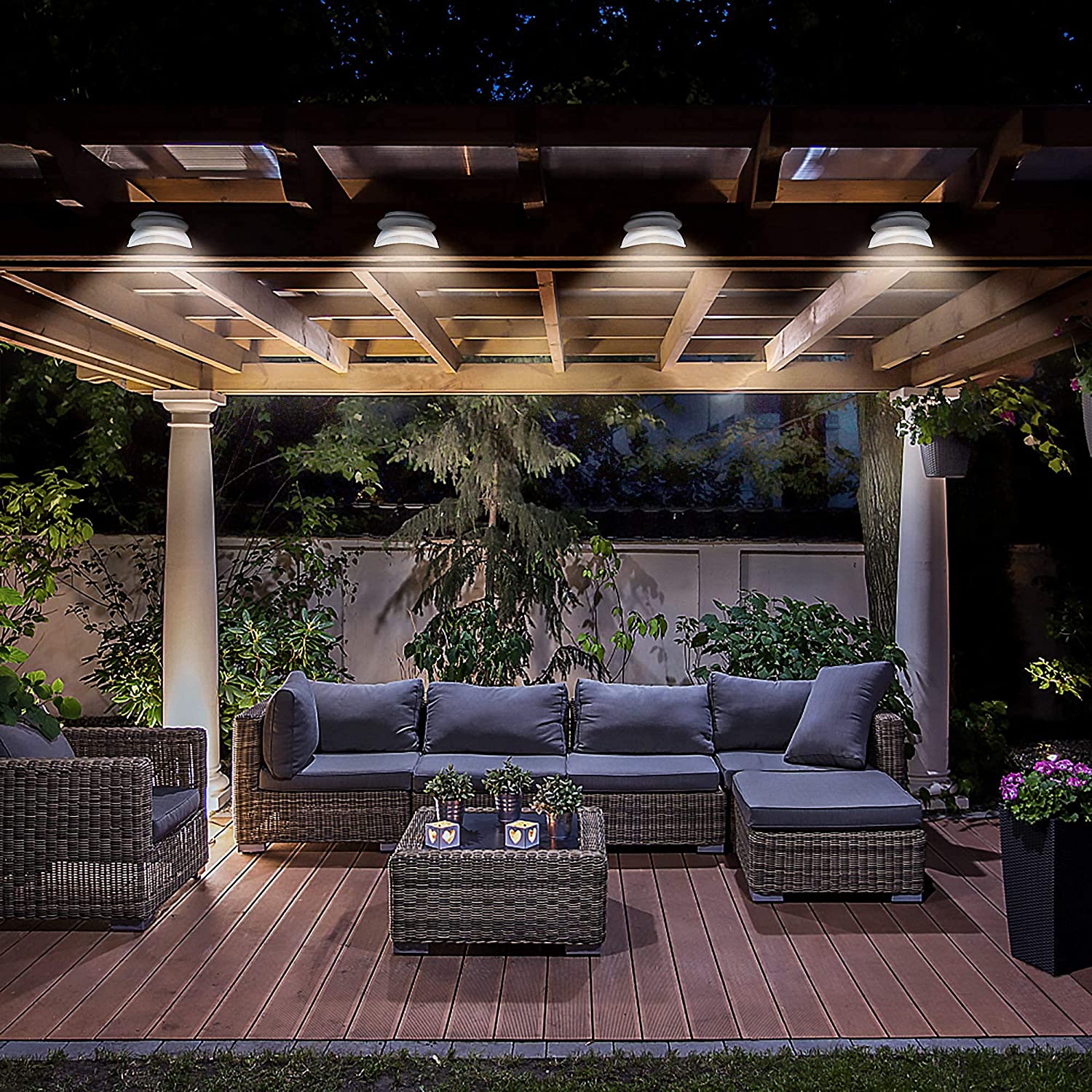 Solar Garden Gutter Lights Outdoor, 9 LED Deck Fence Lights Waterproof for Wall, Deck, Fence, Stair, Step and Yard Decor