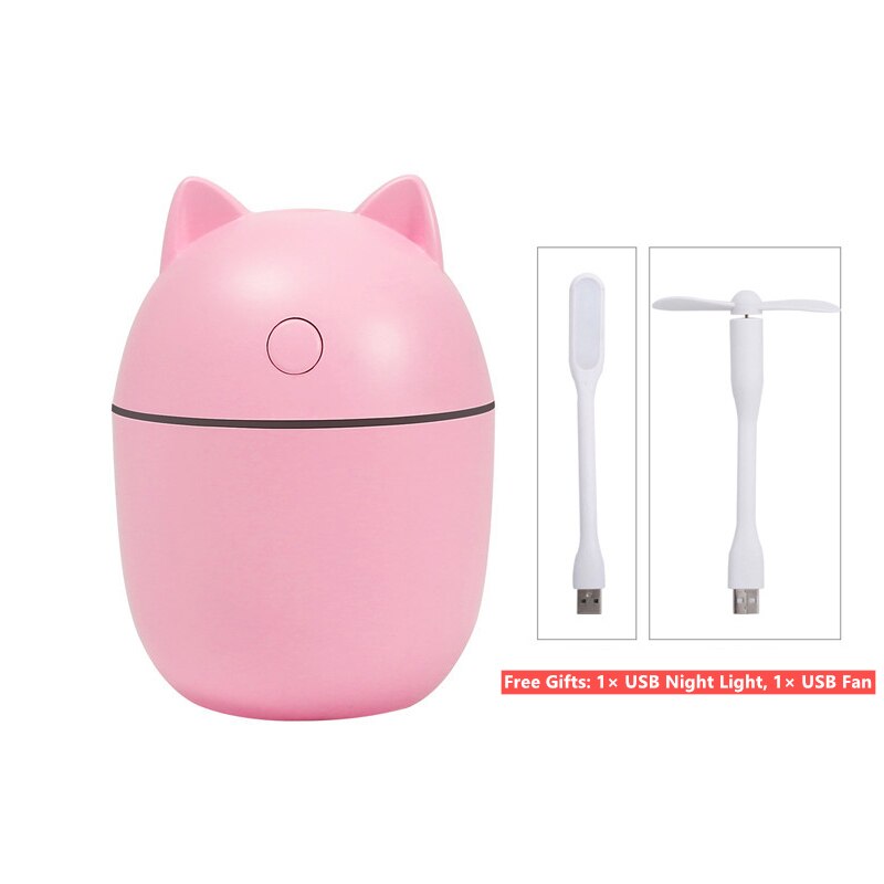 Humidificateur portable usb à 220ml niveaux , diffuseur ultrasonique à brume fraîche, humidificateur d'air, purificateur avec veilleuse et ventilateur: 02