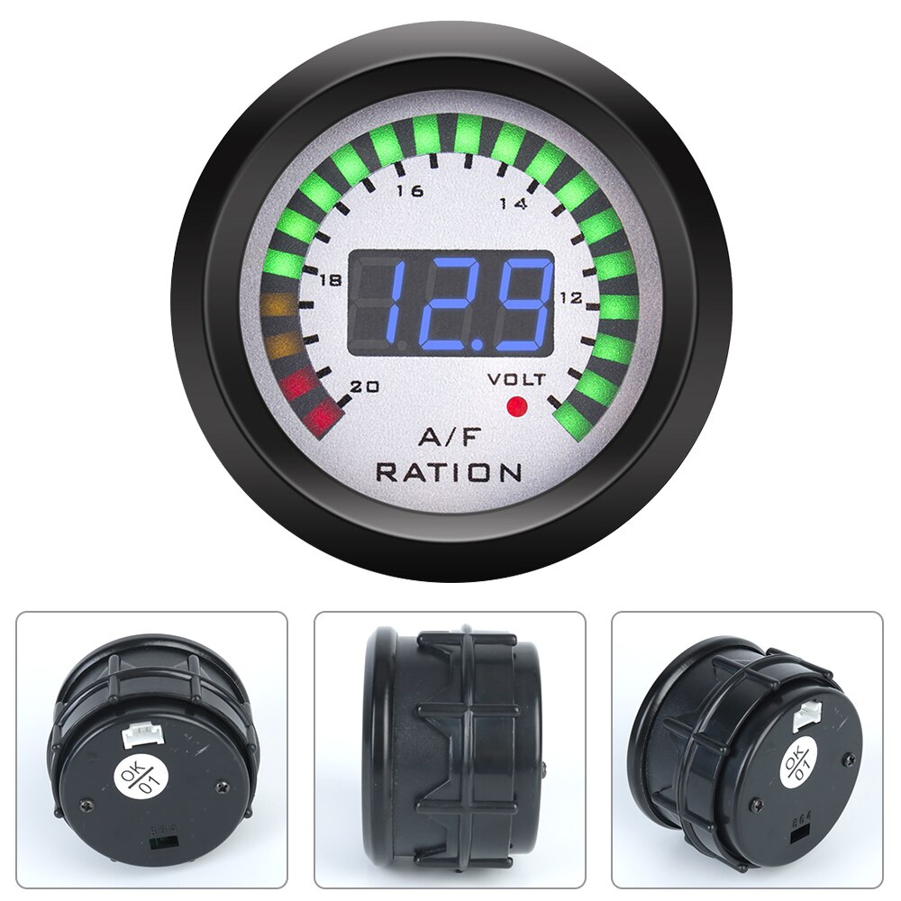 GoolRC Digital Air Fuel Ratio Gauge Kit - 2-in-1 AFR & Voltmeter With O2 Sensor For 12V Vehicles
