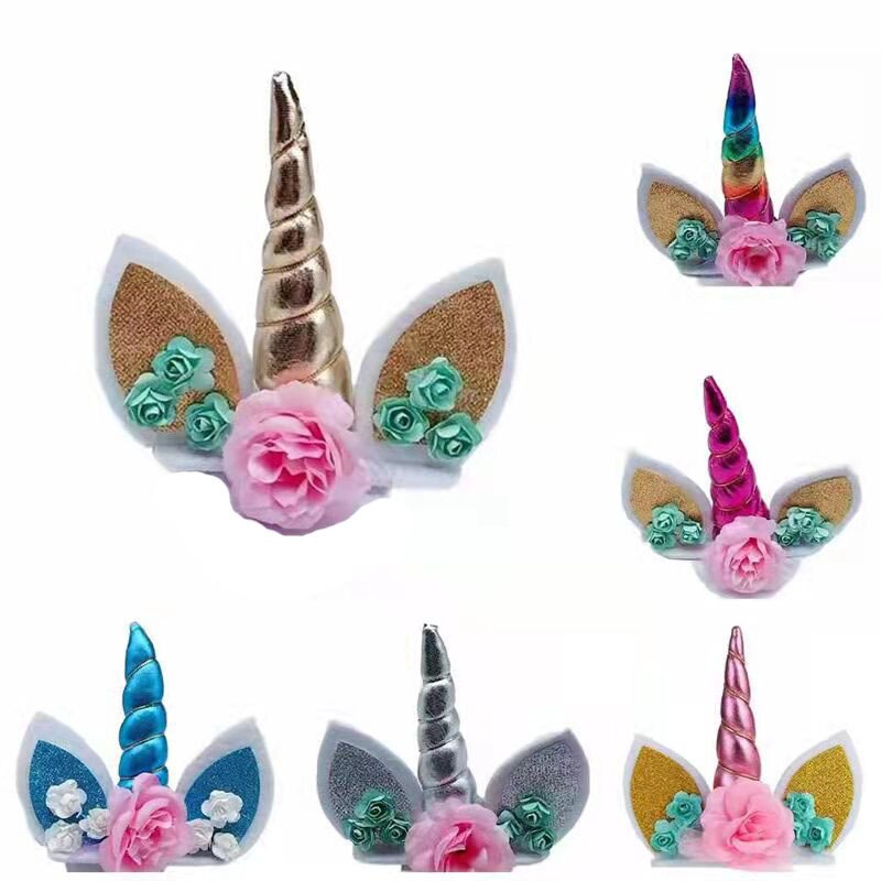 Décoration de gâteau en corne de licorne pour anniversaire, fournitures de décoration de gâteau pour fête prénatale, mariage