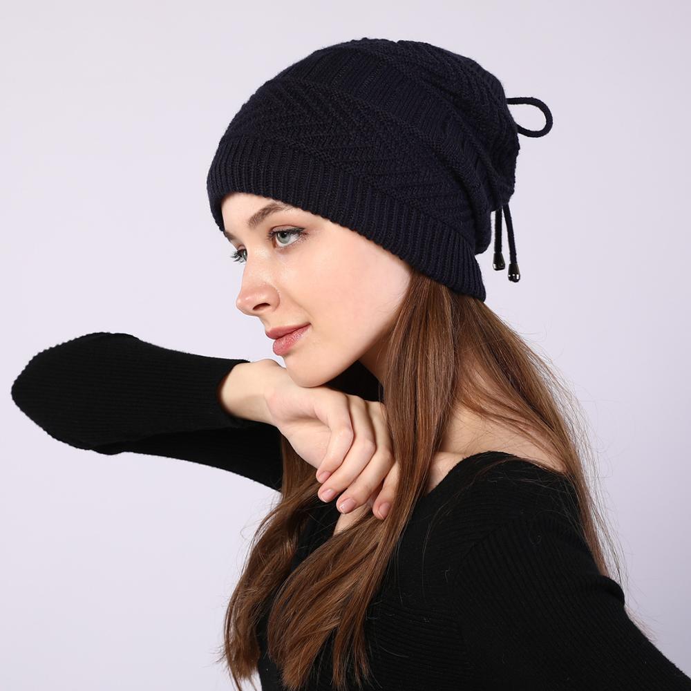 Gorro de punto elástico para mujer, bufanda de redecilla lisa, cálido, para Otoño e Invierno