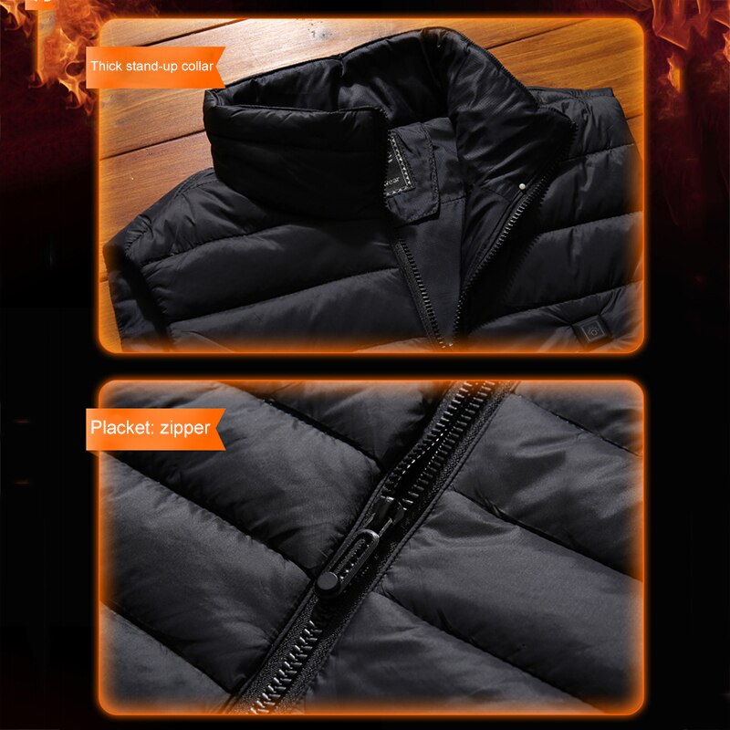 Unisex opvarmning opvarmet vest usb opladning polstrede jakker smart opvarmning hætte vest frakke  h7jp