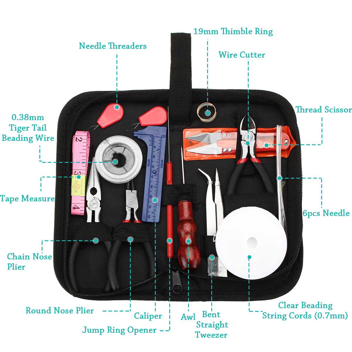 22Pc/set DIY Jewelry Making Tools Kit Jewelry Pliers Beading Wire Set Repair Tools bag DIY Craft