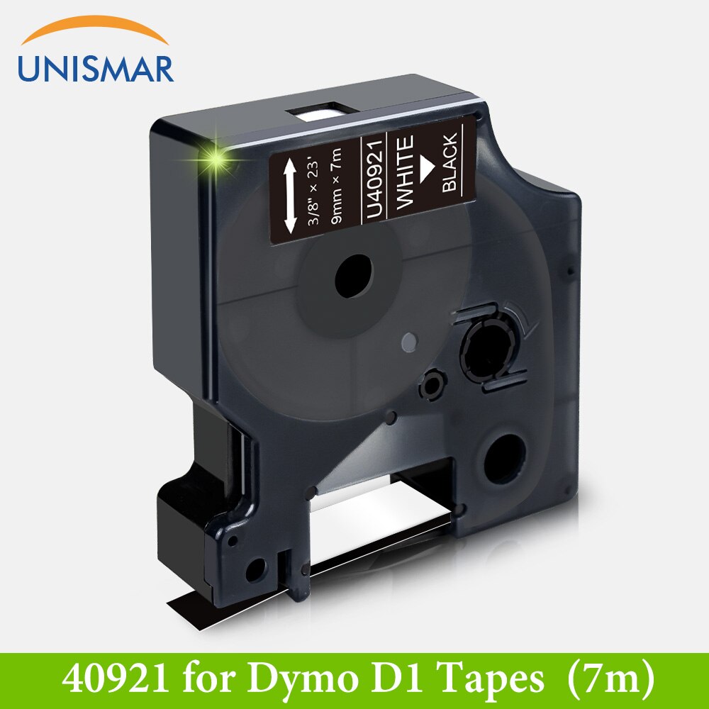 Unismar 9mm Label Tapes for Dymo D1 40913 40910 40917 40918 Label Manager 120P 210D 360D Label Writer 400 Label Maker 15 Color: White on Black