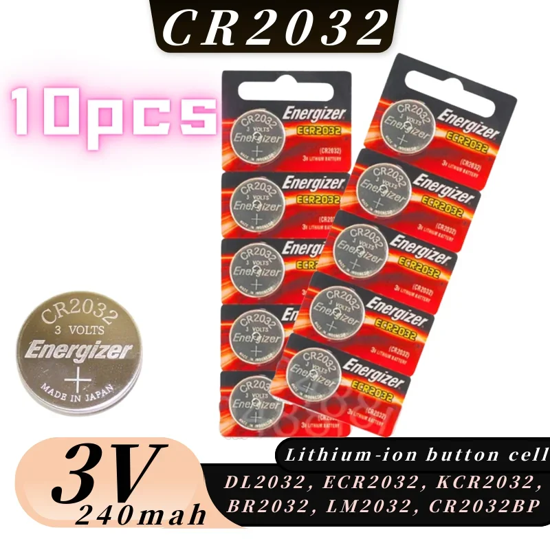Batterie au Lithium originale CR2032 3V DL2032 BR2032 5004LC, haute capacité, sans fuite, longue durée, pile bouton cr 2032, pour jouet, clé de voiture: Black