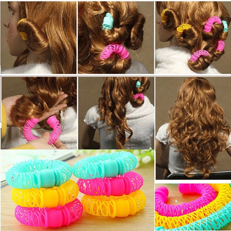8/16 st hårstyling munkar hårstyling roller frisyr plast mjuk papiljotter spiral lockar rollers flickor gör det själv håraccessoarer