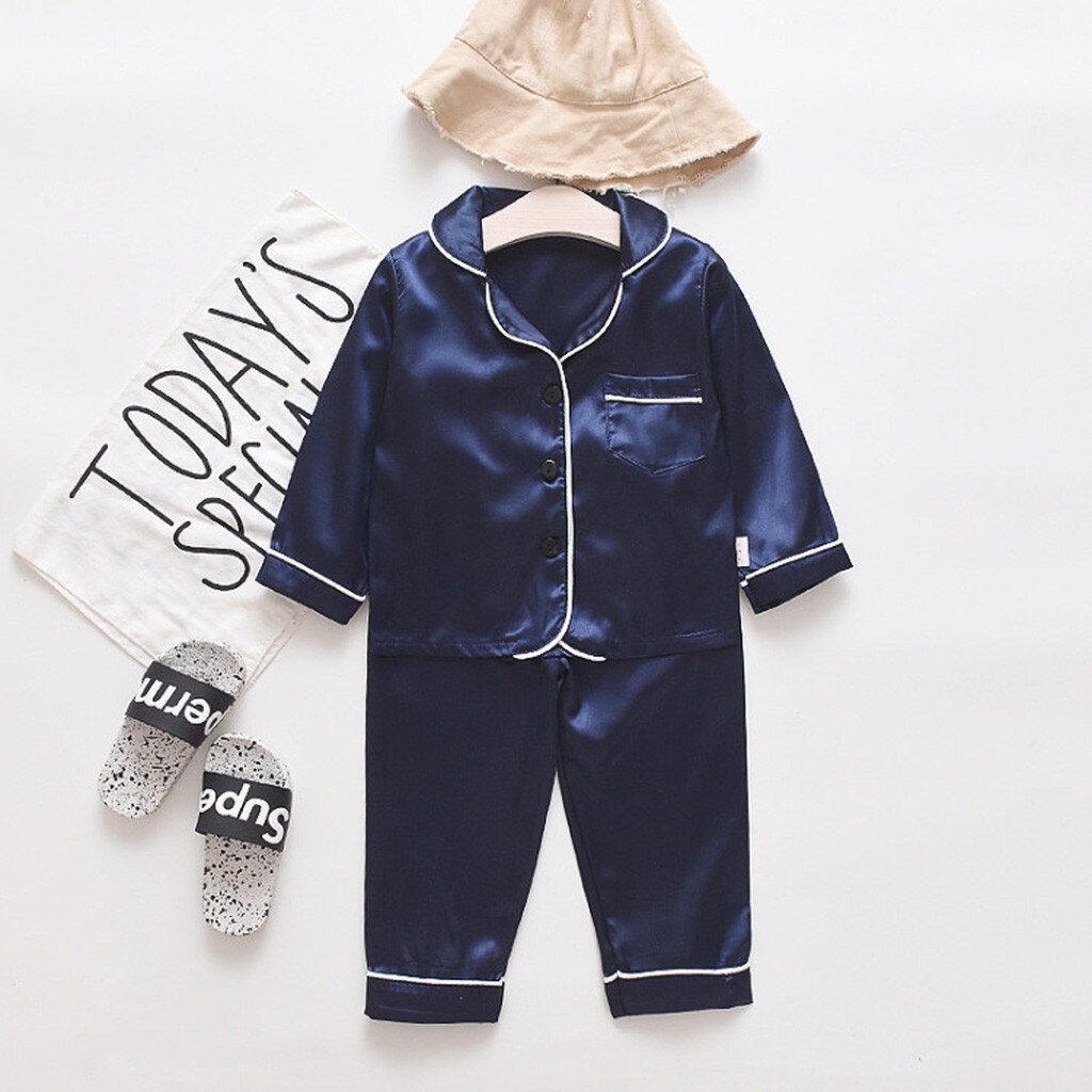 Peuter Baby Jongens Nachtkleding Suits Lange Mouwen Effen Tops + Broek Pyjama Set Kinderen Nachtkleding Outfits Kinderen Homewear Пижама