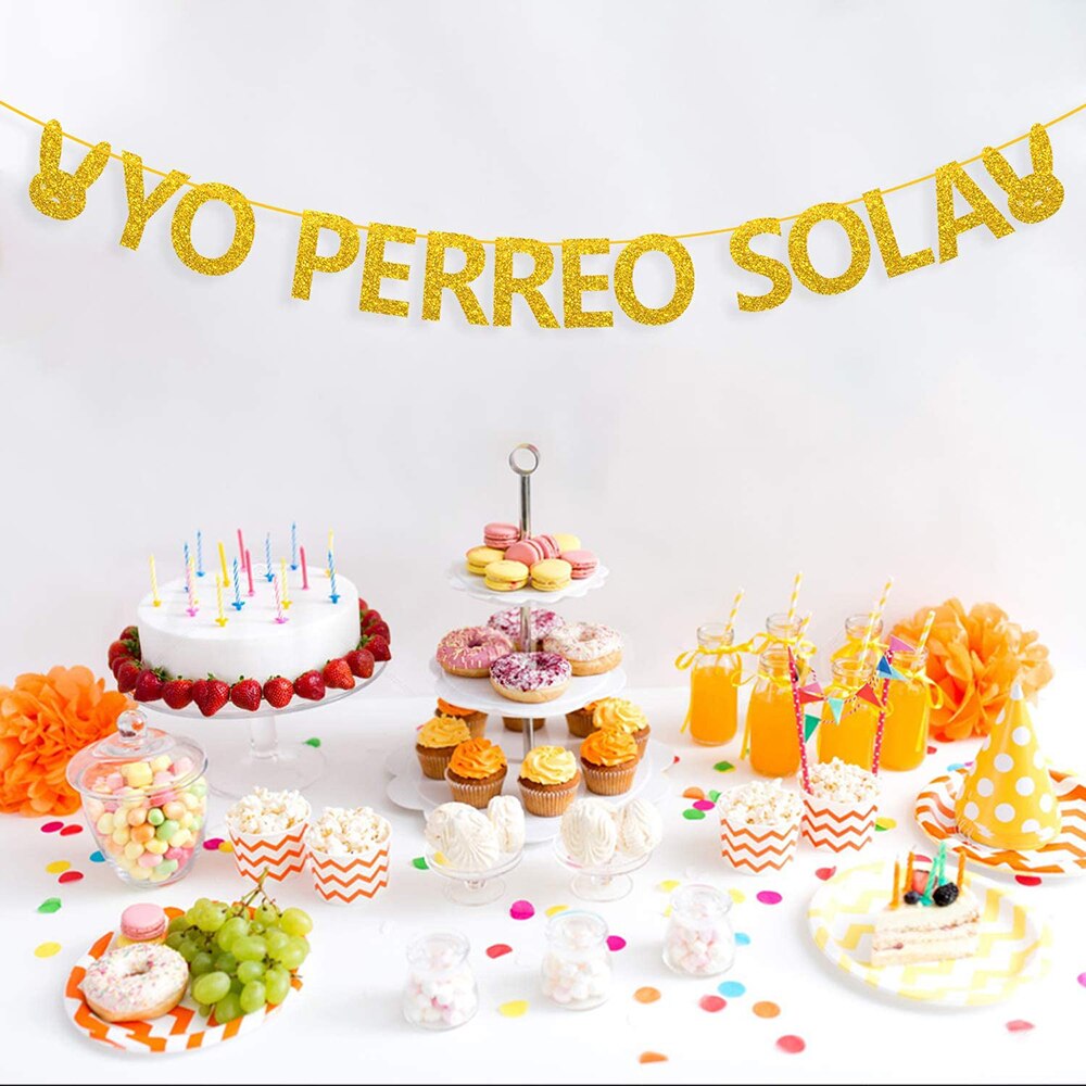 YPS Banners Gold Glitter Banner Home Decorations Photo Booth Props Garland Party Supplies for Themed Wedding Engagement Decor