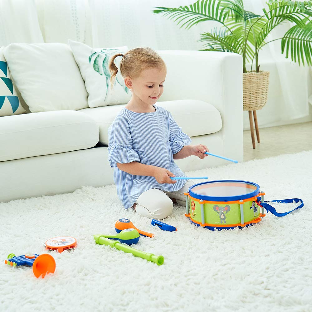 Peuter Muziekinstrumenten Speelgoed Kinderen Drum Set Trompet Harmonica Maraca Voor 2 3 4 5 6 Jaar Oud baby Jongens Meisjes