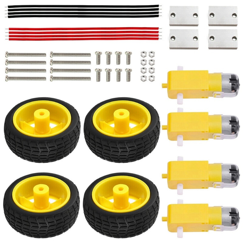 DC 3V-6V engrenage TT moteur + pneu roue Kit pour Arduino bricolage voiture intelligente Robot électrique roue Kit Durable anti-parasitage: Default Title