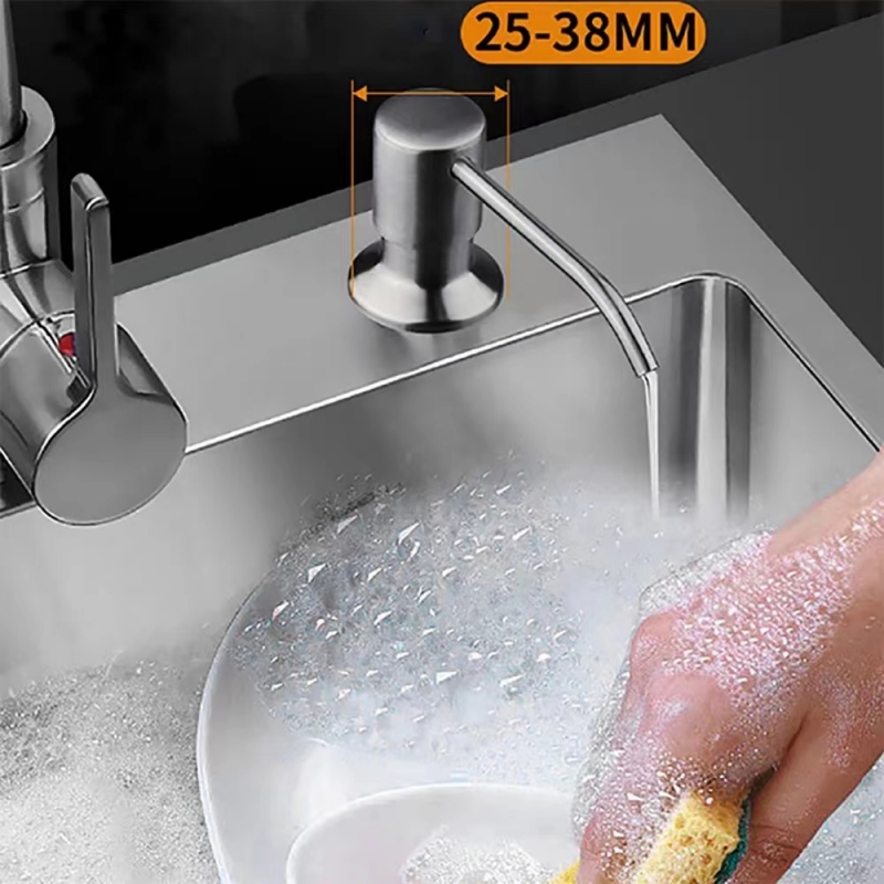 Hand Press Soap Dispenser White/Beige Soap ABS+Stainless Steel Dispenser Kitchen Deck Mounted Sink Liquid Soap Dispenser Bottle