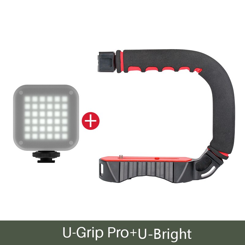 Ulanzi-estabilizador de cámara u-grip Pro, plataforma de vídeo, jaula, Triplle, Zapata fría, Steadicam de mano para iPhone 11, GoPro 7, 6, 5, Canon y Sony: with Led