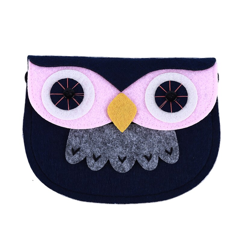 Kinderportemonnee baby uil mini schoudertas schattige messenger bags non-woven stof kleine tassen voor kinderen meisjes: Zwart