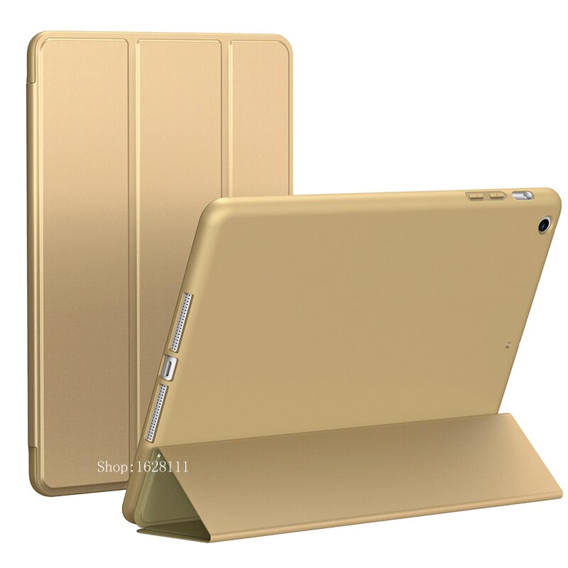 Case Voor Ipad Air 1 Release A1474 A1475 A1476 Smart Pu Leather Cover Magnetic Auto Sleep Wake Case Siliconen tpu Shell: Gold  L FW Air1