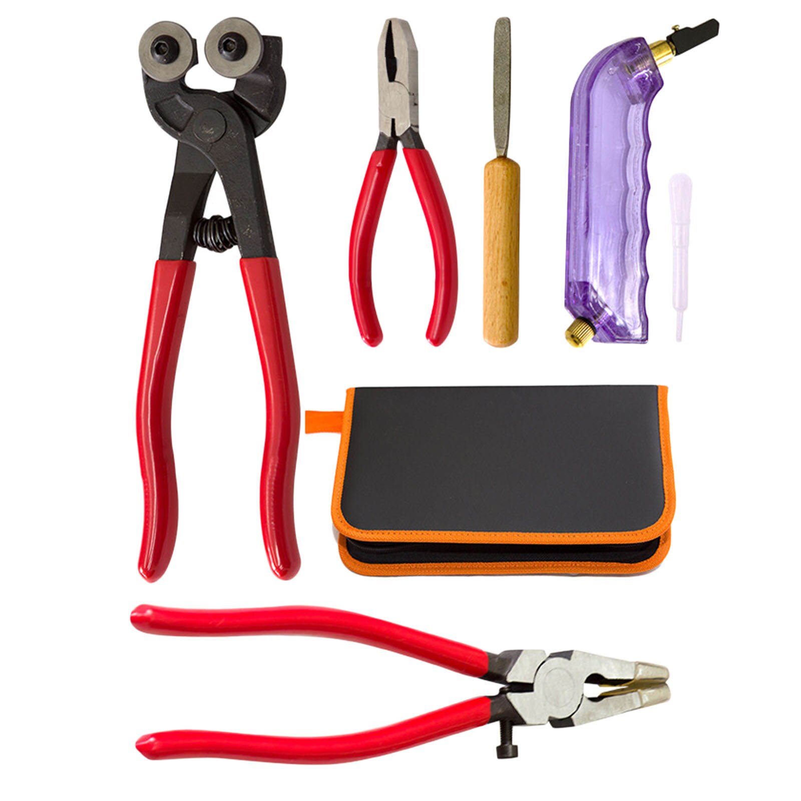 5Pcs Stained Glass Cutting Tools Wheeled Glass Nipper Pliers Heavy Duty Glass Tool Kit for Stained Glass Work