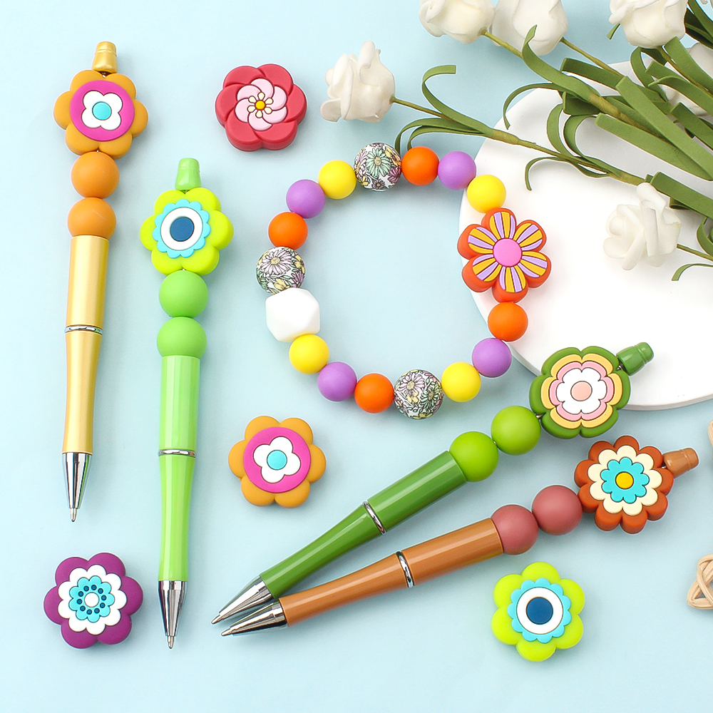 5/10 Uds. Cuentas focales estilo bohemio flor para accesorios de joyería llaveros DIY collar fabricación de pulseras creativos