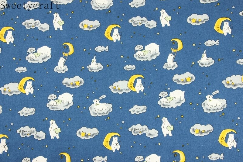 110 x 45cm tykke bomullsstoffer av yard moon bear trykt tela algodon håndlaget sy patchwork materiale tilbehør hjemmetekstil