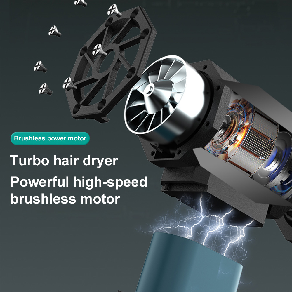 130000 rpm sähköinen ilmapuhallin 2 magneettisuutinta 41m/ tehokasta ilmapölyä harjaton moottori kädessä pidettävä turbotuuletin auton kuivausrumpu 80w