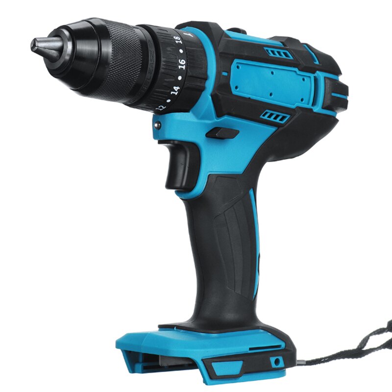 Blmiatko 3 in 1 børstet elektrisk drill 10mm 350nm 20+3 moment hammer skrutrekker batteridrevet slagbormaskin for makita batteri: Default Title