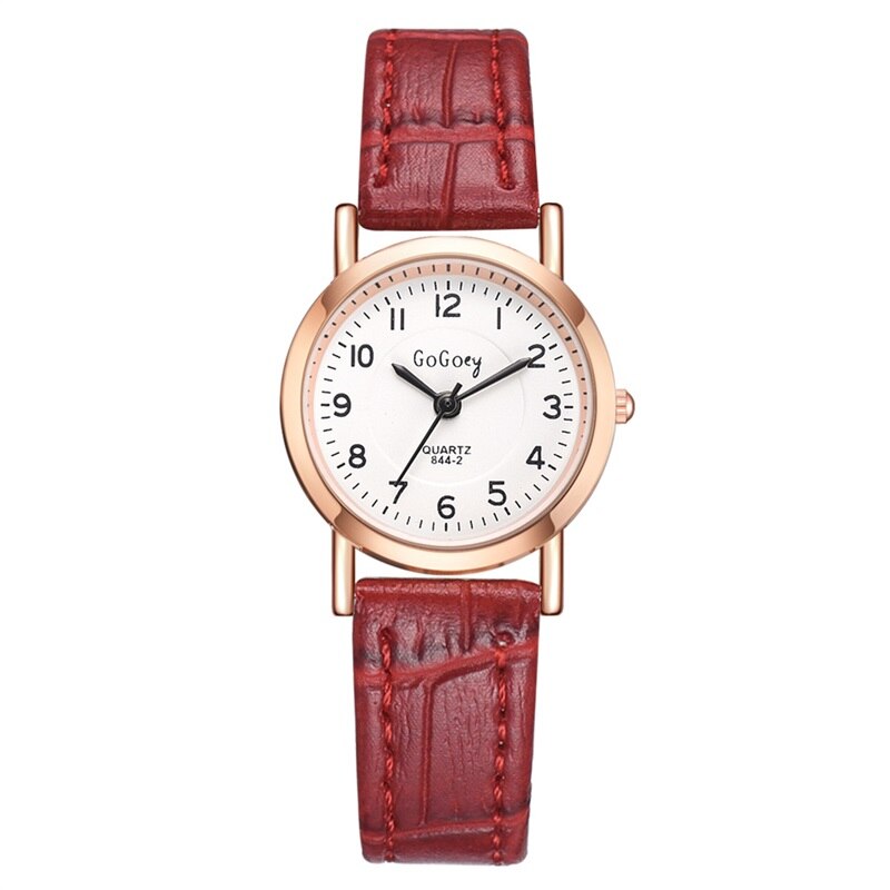 Reloj de cuarzo con esfera pequeña para mujer, cronógrafo de pulsera Retro de cuero, con escala de números simples, color marrón, femenino