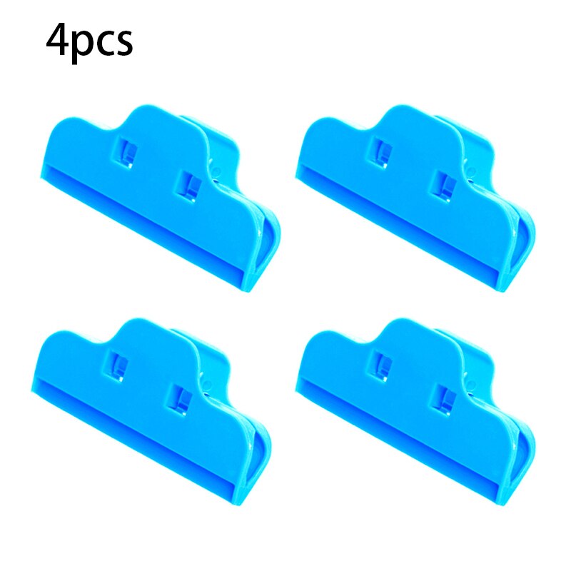 Pinzas selladas para bolsas de comida, Clip portátil para Cocina Casera multifuncional, almacenamiento de aperitivos y pan, herramienta de sellado, 4 Uds.: Blue