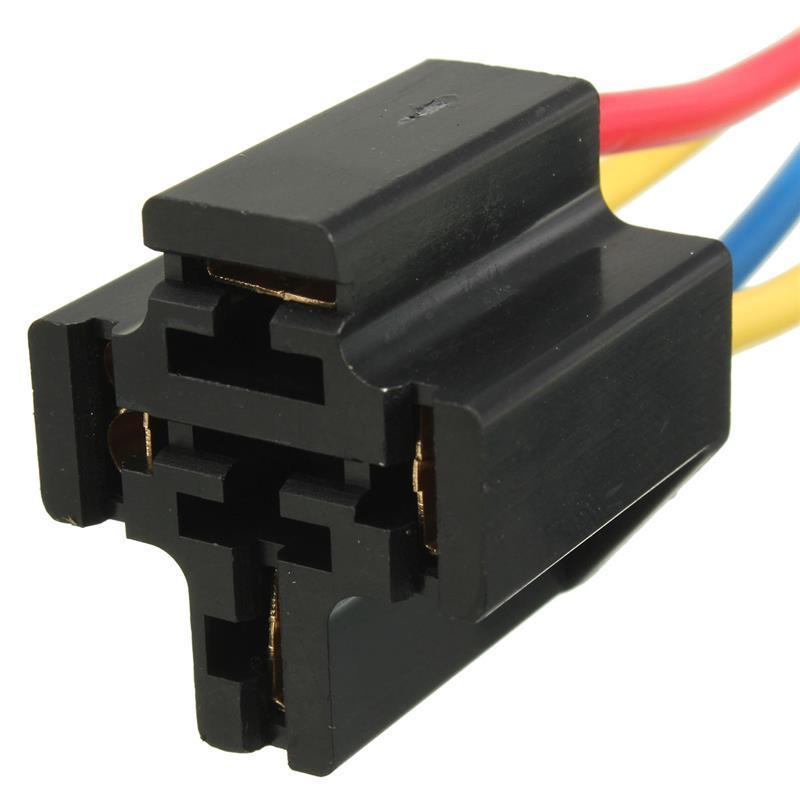 12V DC Auto Automotive Relay Socket Relay 4 pin with Socket Base/Wires/Fuse Included 30A Amp SPST