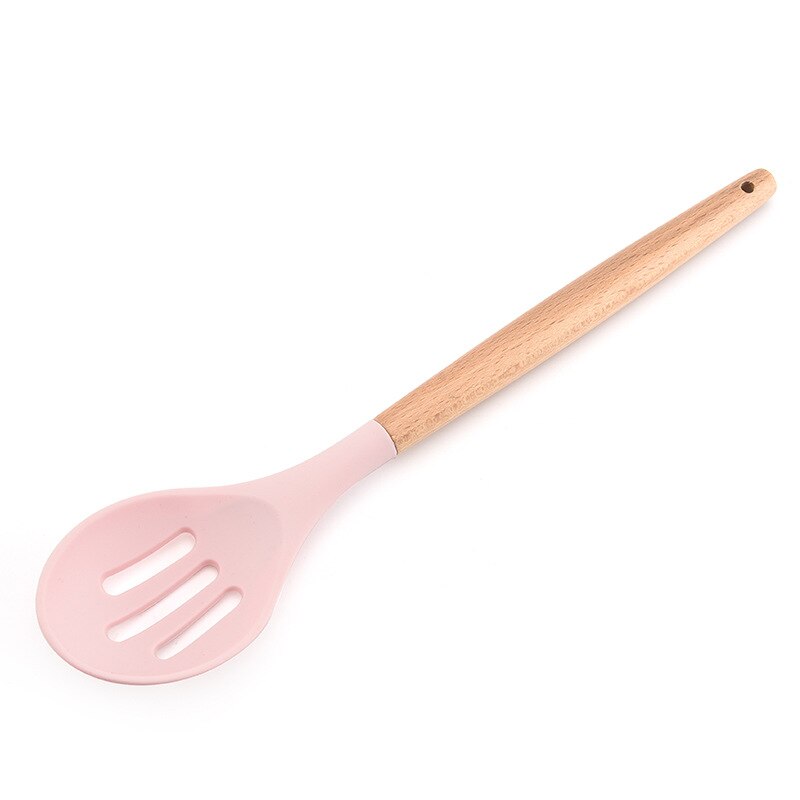 Ustensiles de cuisine en silicone, 11- pièces, ustensiles de cuisine antiadhésifs, cuillère de cuisine, spatule, manche en bois, ustensiles de cuisine: D