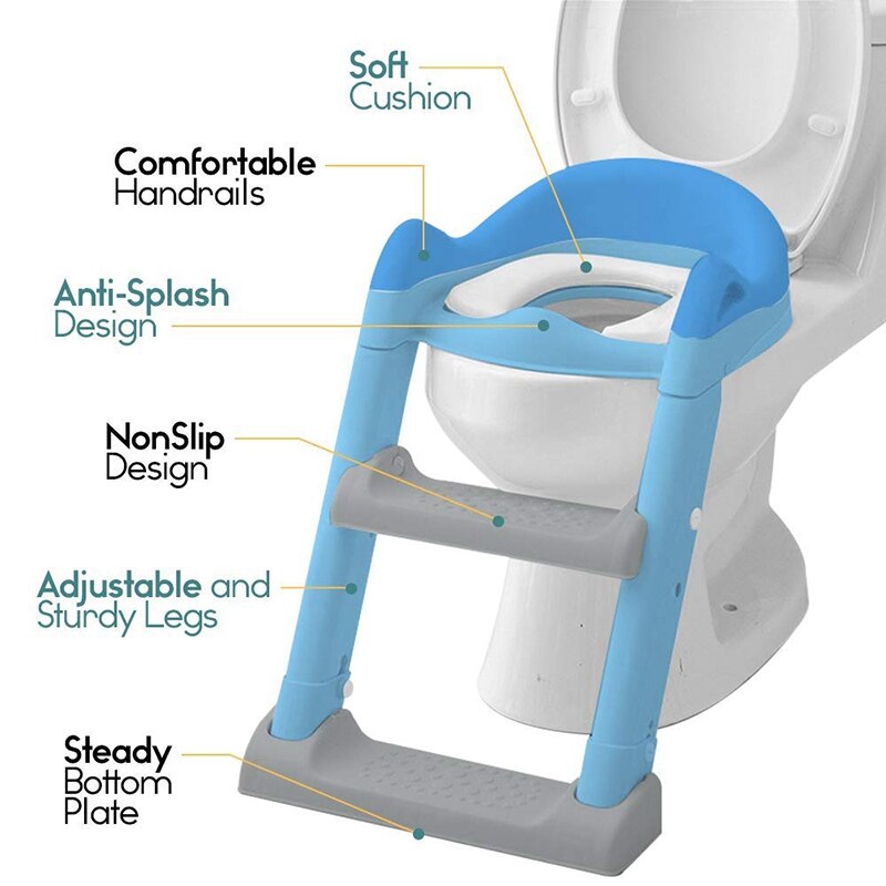 Potty Training Seat with Adjustable Ladder, Kids Ladder Toilet Seat with Non-Slip Step Stool Ladder, Potty Training Ladder, Pott