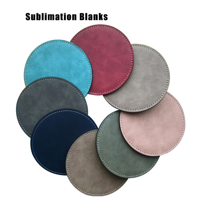 10pcs/lot 10*10cm Blank Sublimation PU Leather Mug Mat DIY Printing Transfer Cup Coaster Many colors choice