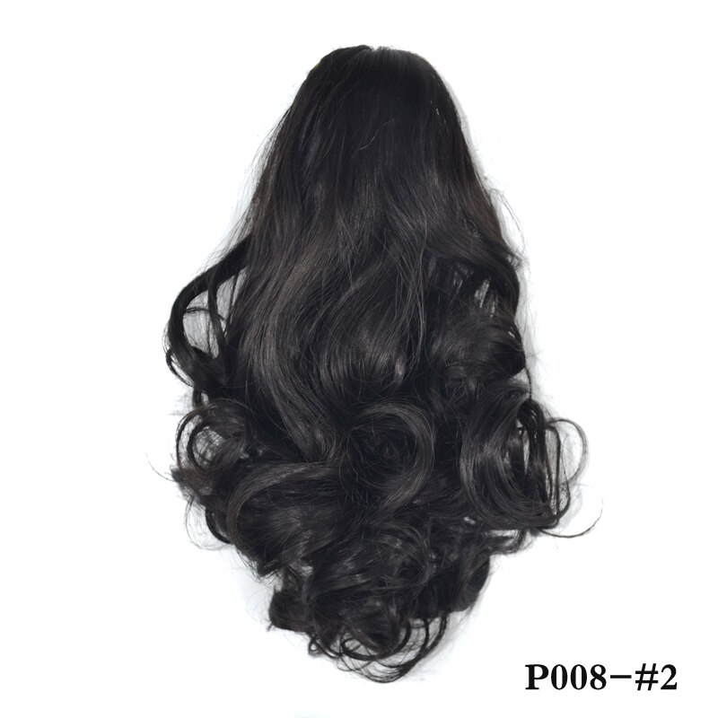 jeedou Short Curly Hair Ponytail Extensions Claw Ponytails Synthetic Natural Black Red Frosted Color Hairpieces: 008-2