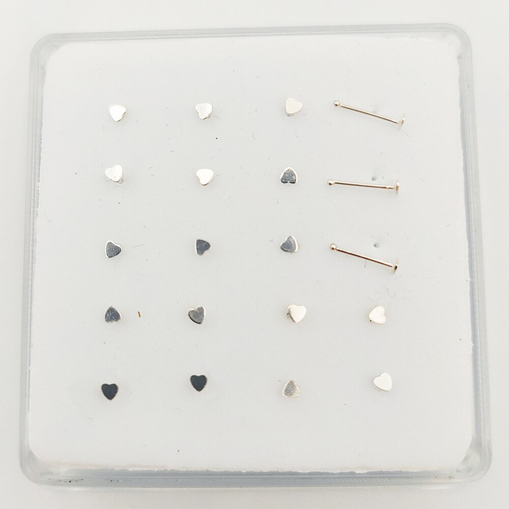 925 Sterling Zilveren Hart Neus Stud Tiny Neus Pin Piercing Sieraden 20 Stks/pak: Silver ball end