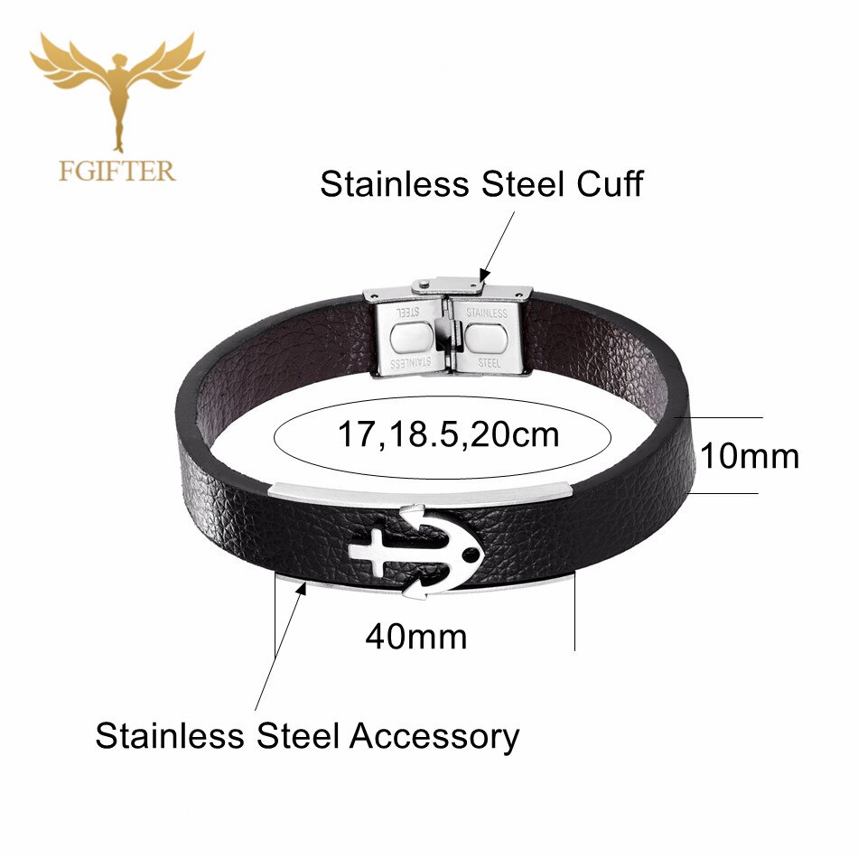 Neue Edelstahl Anker Armbänder Fesseln Schwarz Leder Armbinde Männer Sport Armbinde Schmuck
