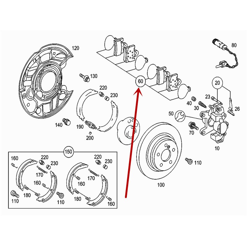 Car Rear wheel brake pad W203 CL203 C209 A124 R171C220mer ced esb