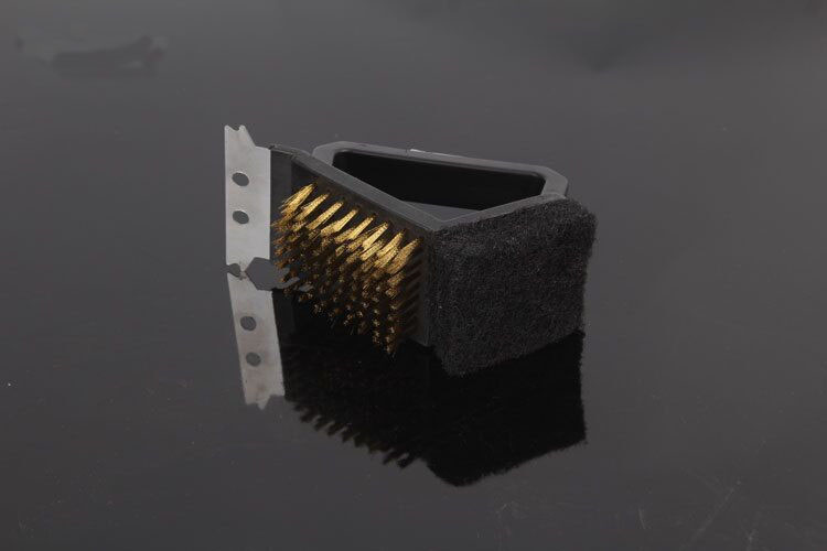 Limpiador Triple para parrilla de barbacoa, cepillos de limpieza de acero y cobre, limpiador para barbacoa, cepillos de limpieza 0395 OK, 1 unidad