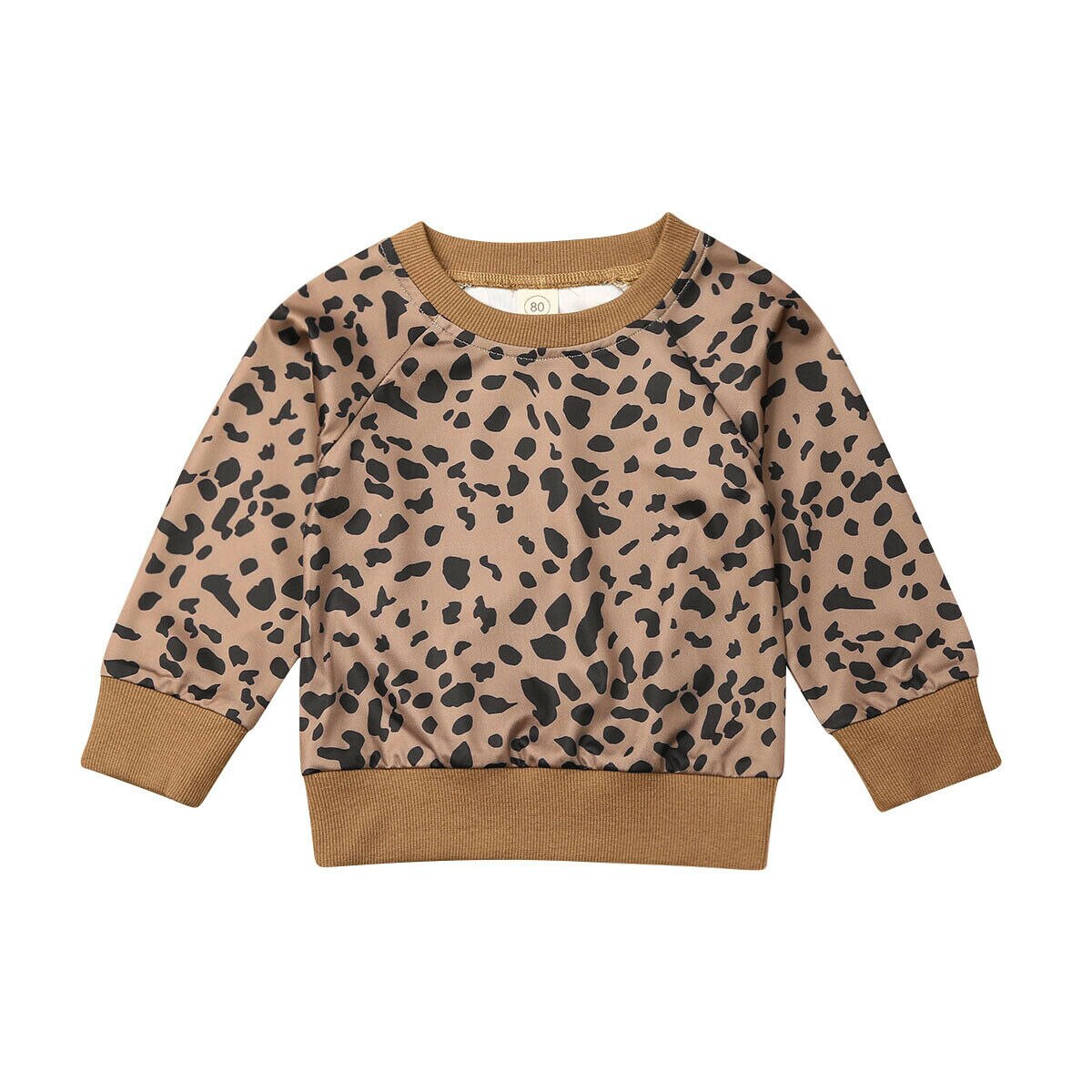 Toddler kid baby piger afslappet o hals langærmet leopard toppe t-shirt: 24m