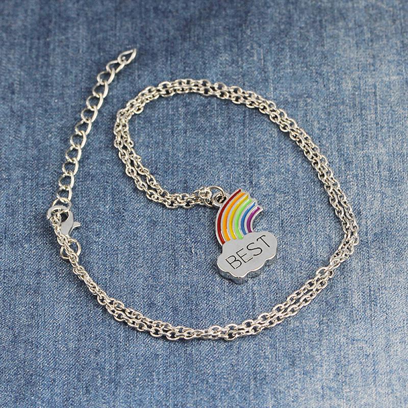 2 teile/satz Beste Freund Nähte Anhänger Halskette Für Frauen Nette Bunte Regenbogen Halskette Halsband Halskette Schmuck