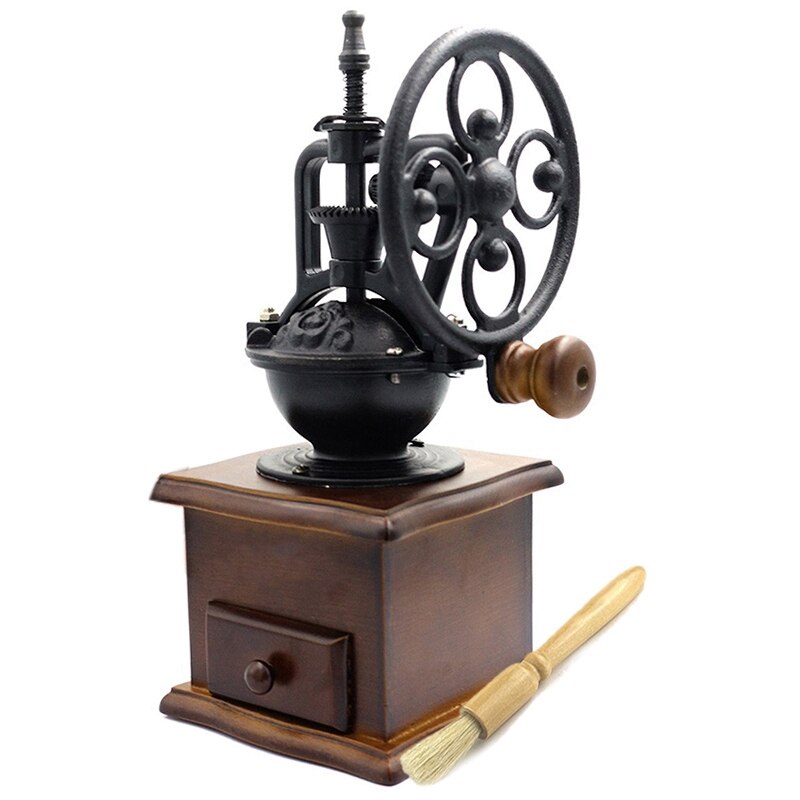 Manual Coffee Grinder with Grind Settings and Catch Drawer - Classic Vintage Style Manual Hand Grinder Coffee Mill: Default Title