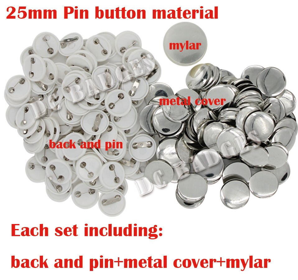 500sets 1"( 25mm) blank pin button badge material,plastic back button