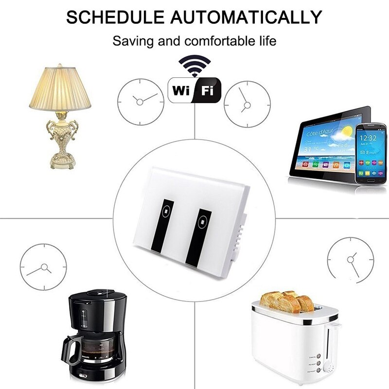 WiFiSmart Light Switch, 2 Switches Touch Wall Plate Alexa Light Switch, In-Wall Wireless On/Off Wall Switch, Timing, Voice App