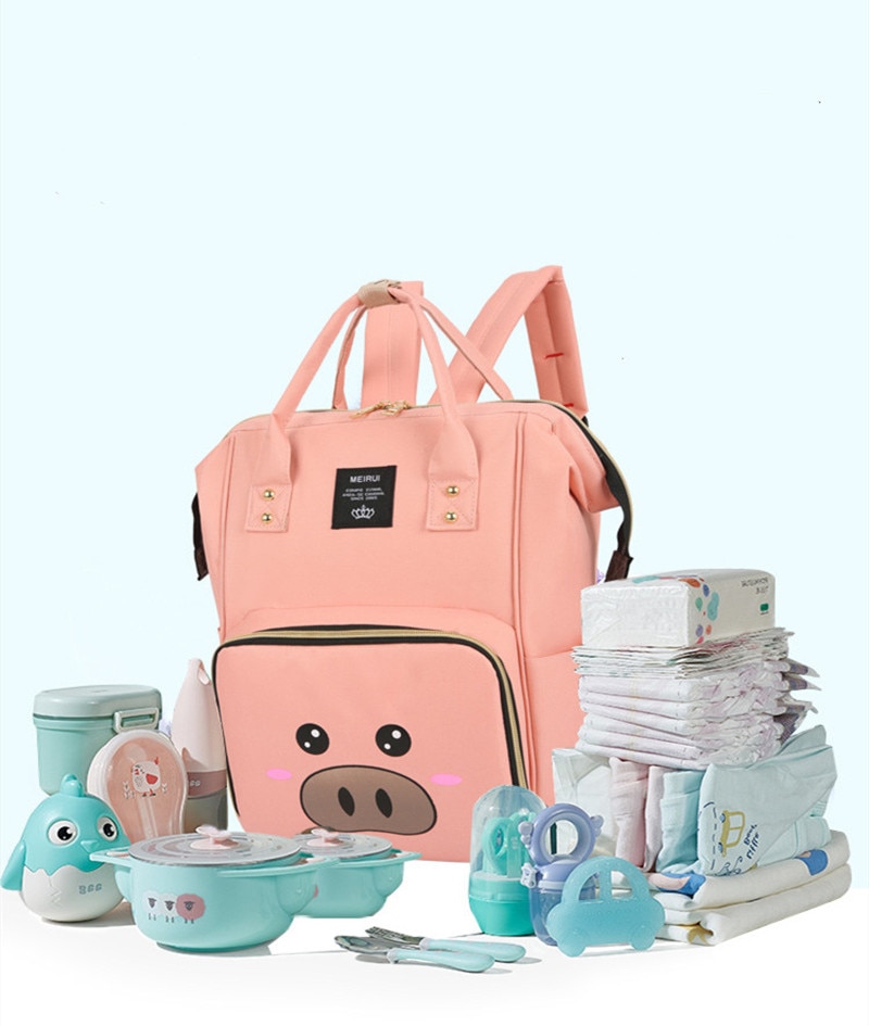 Cartoon Bear Diaper Bag Mummy Backpack Large Capacity Baby Stroller Bag Waterproof Oxford Handbag Maternity Nursing Nappy Bag