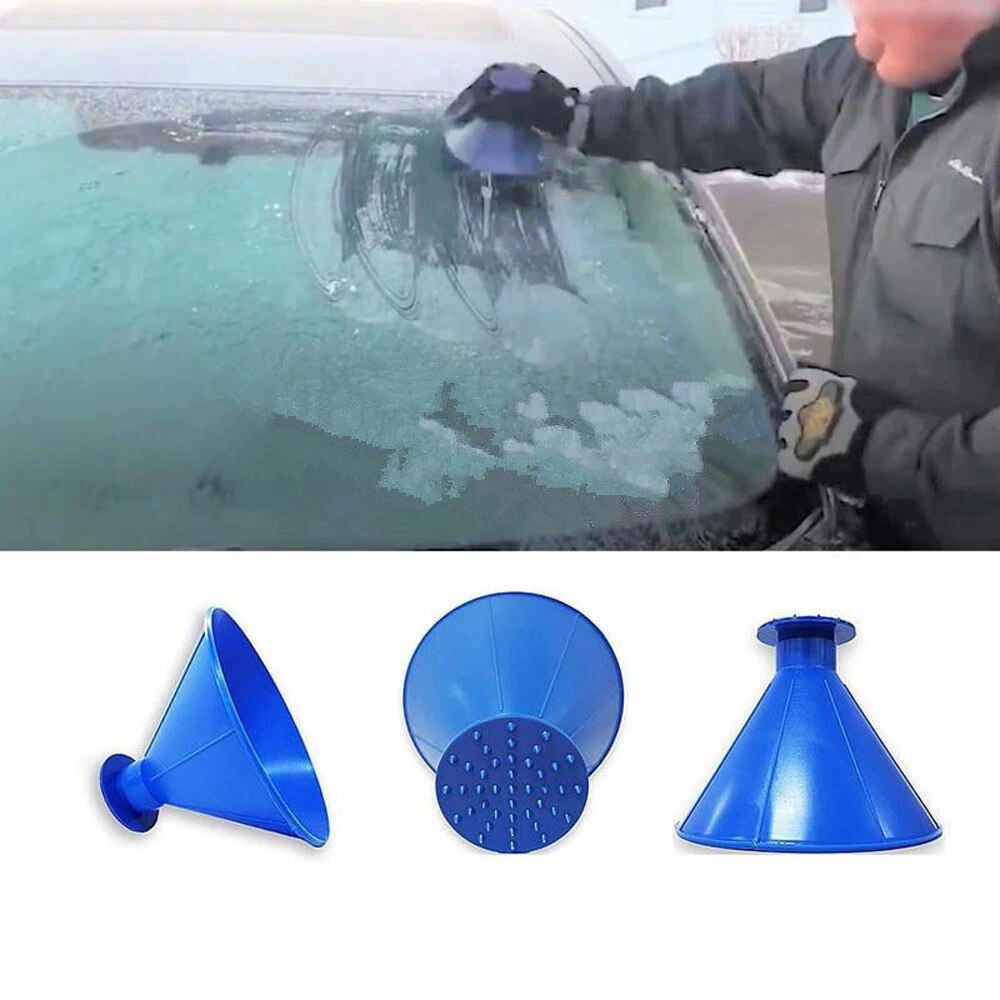 Grattoir à glace rond, pour vitre de voiture, pare-brise magique, pare-brise, entonnoir, dissolvant, déodorant, cône