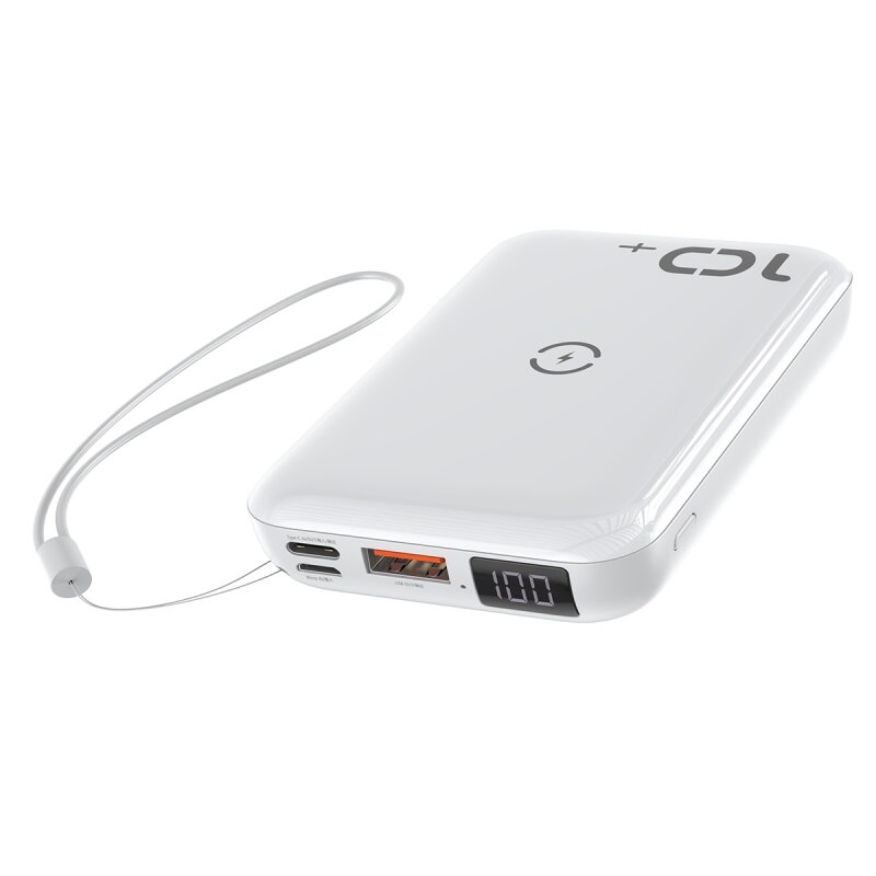 Baseus Quick Charge 3.0 Draadloze Power Bank Pd 10000Mah Qi Draadloze Oplader Powerbank Voor Xiaomi Iphone 11 Mini Externe batterij: WHITE