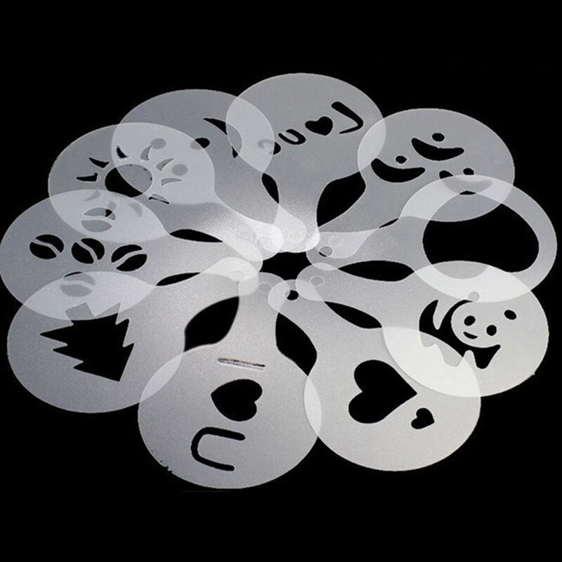 16 stuks plastic slingervorm, fantasiemodel, koffieschuimspray sjabloon, decoratiegereedschap, lbshipping