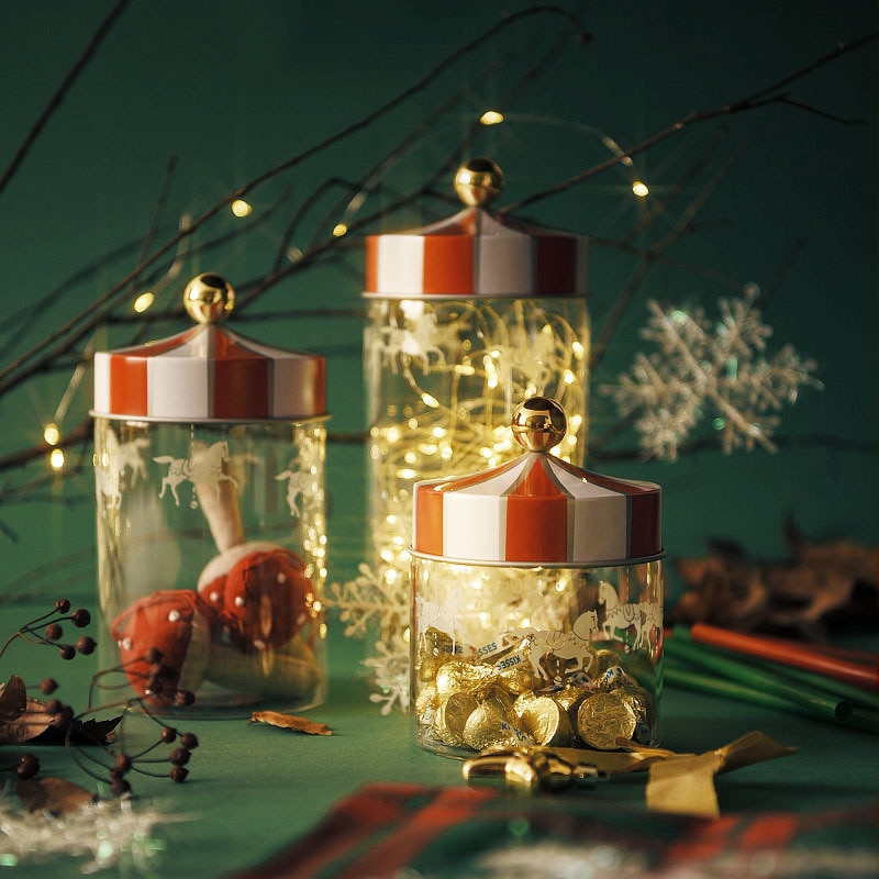 Verzegeld Opslag Jar Glas Transparant Koffieboon Graan Container Set Kerst Vochtbestendige Jar Carrousel Glas Voedingsmiddelen Fles