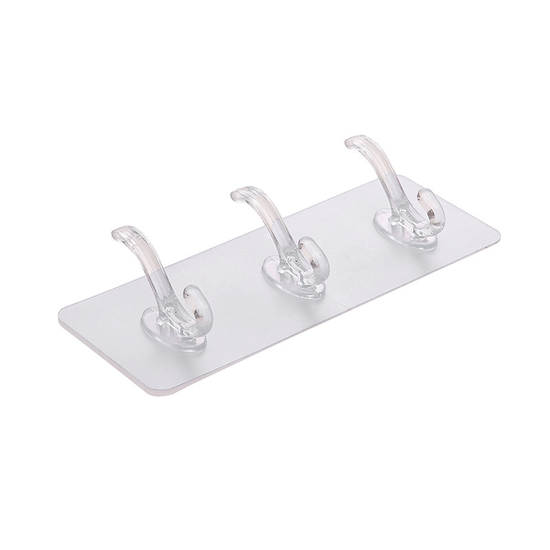 Bad Nagel-freies Wand Haken EINE Reihe von Spurlose Haken Wand Aufhänger Aufkleber Transparente Kunststoff Kleber Haken Küche Sechs reihen Haken: three rows