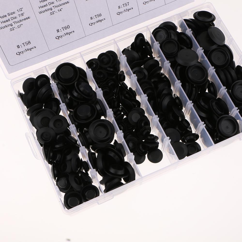 305 stykker 6 slags gummi snap-in blindprop krop huller bungs prop kits gummi snap i blanking plug bil lister trim