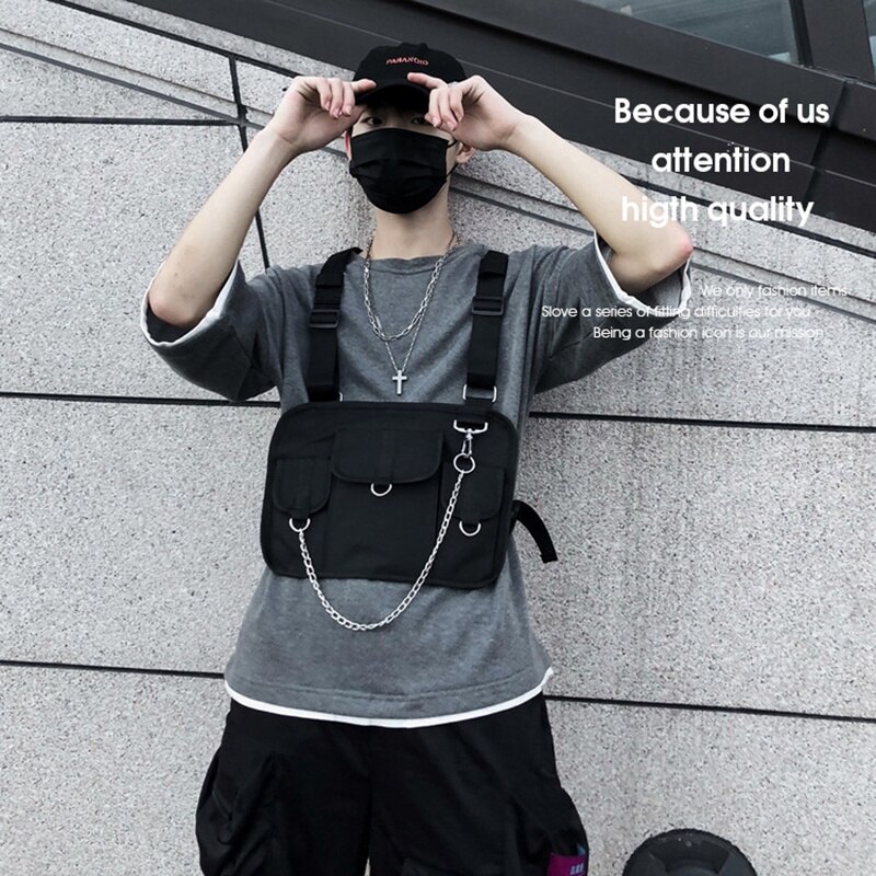 Sac de poitrine pour hommes Hip Hop harnais poitrine plate-forme sac gilet Streewear femmes sac à bandoulière poitrine paquet taille Pack