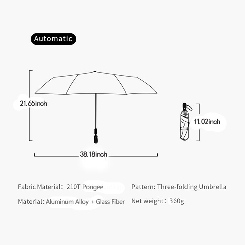 Kat foldning paraplyer kvinder automatisk tre-folding vindtæt sort belægning anti uv paraply regn parasol kvindelig paraply pige