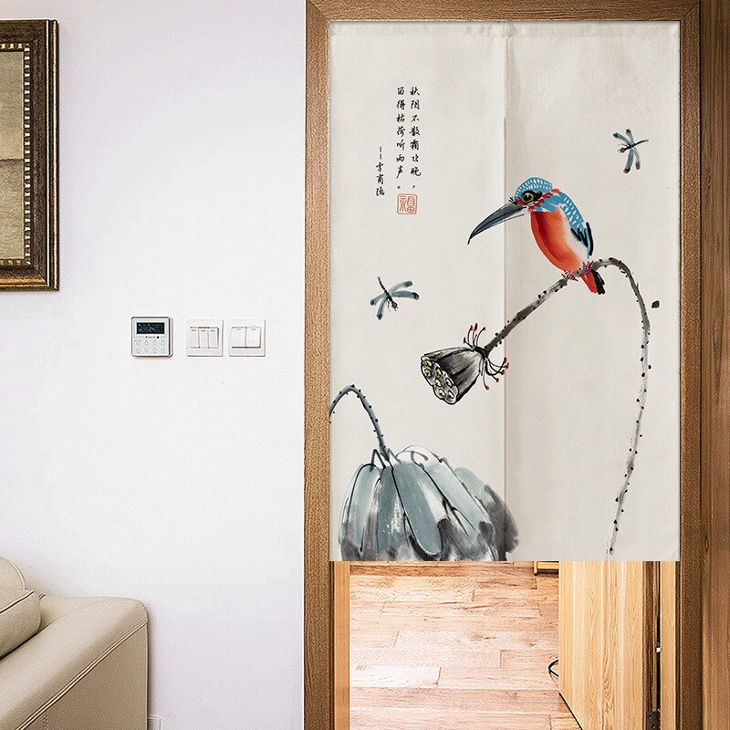 Chinese Bloem En Vogel Deur Gordijn Woonkamer Slaapkamer Half Gordijn Noren Japanse Gordijn Entree Feng Shui Deur Gordijn