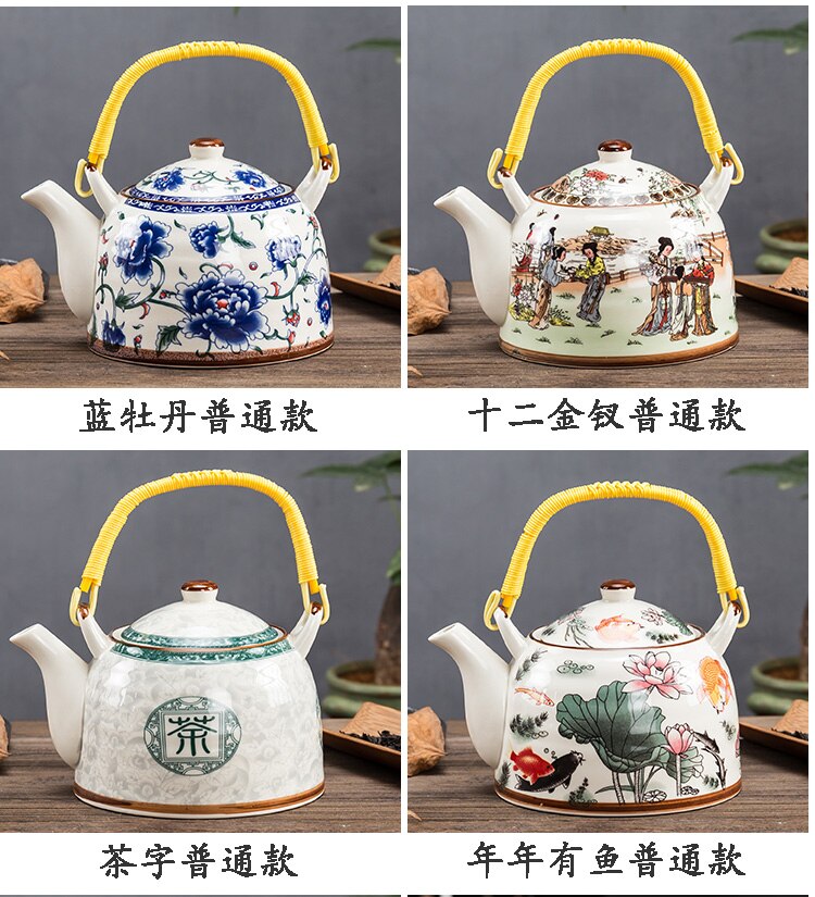 Old style teapot, ceramic tea set, retro Chinese style filtration, large capacity, household large-sized, single teapot